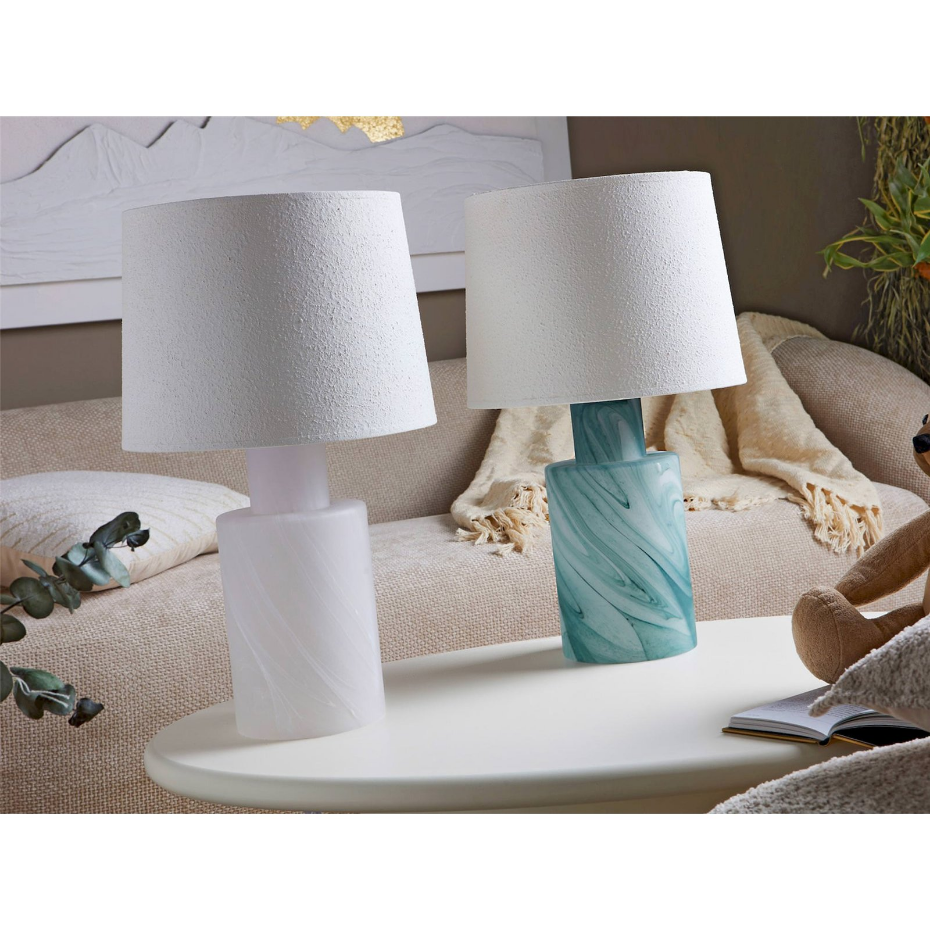Lampe de table en verre et tissu rond design