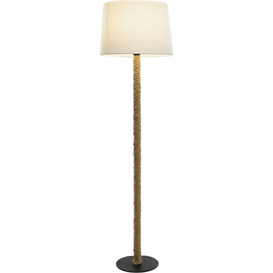 Lampadaire rond en corde et métal Mediterraneo Lampara Cuerda