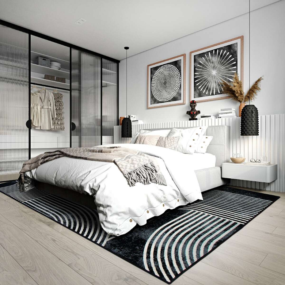 Tapis salon scandinave moderne géométrique HAPPY