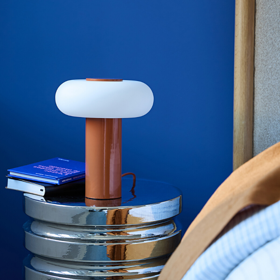 Lampe à poser métal fer et opaline H25,6 cm, Omer