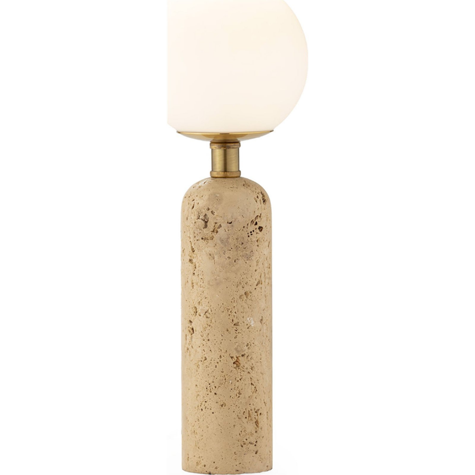 Lampe de table en marbre travertin et verre