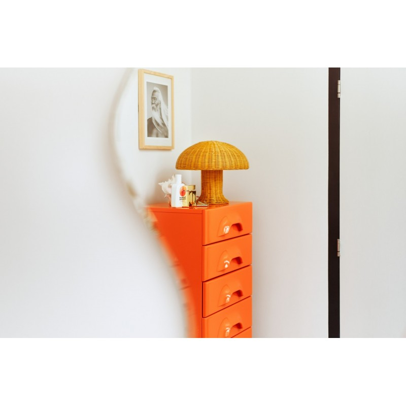 Lampe de table champignon rotin