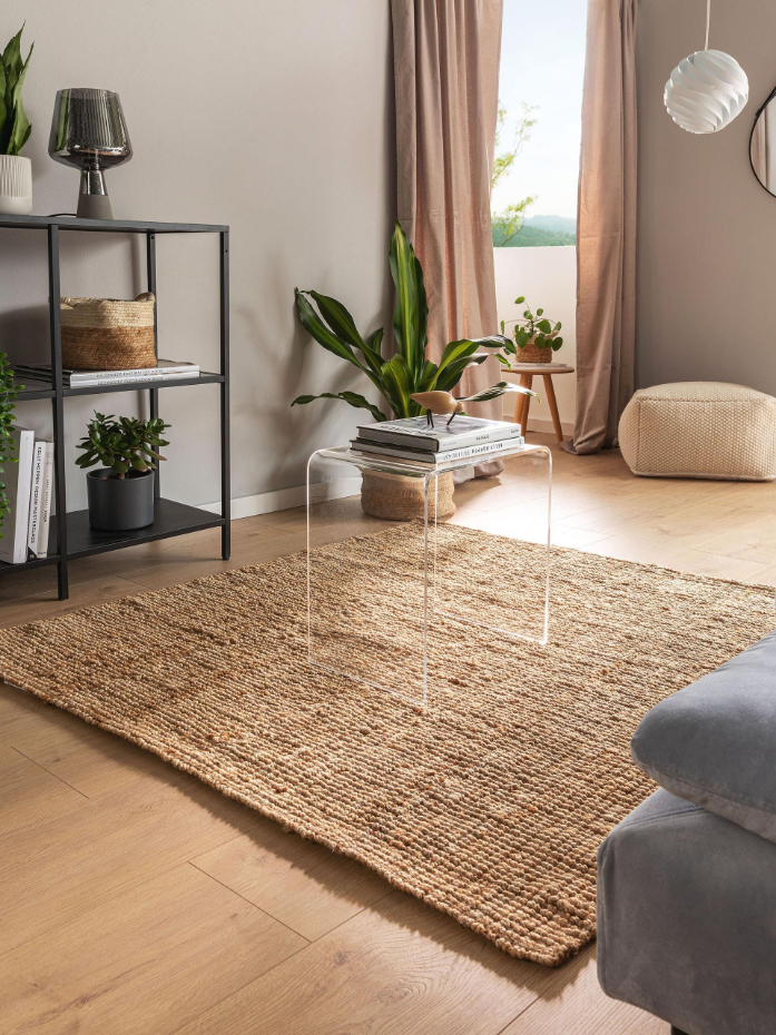 Tapis carré de jute tissé main SVEA