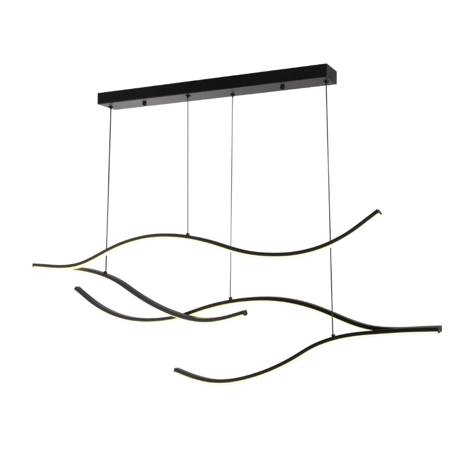 Suspension LED noire effet vague - Linisia