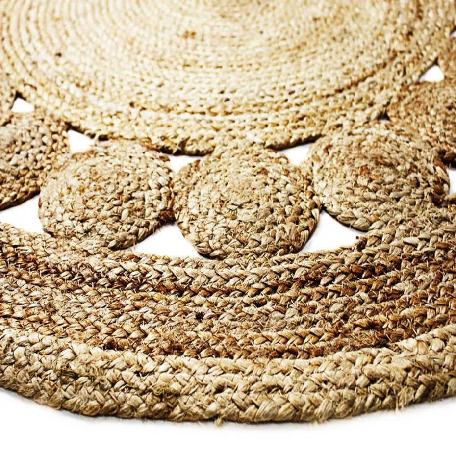 Tapis salon rond en jute rosace  FUNNY JUTE - style bohème
