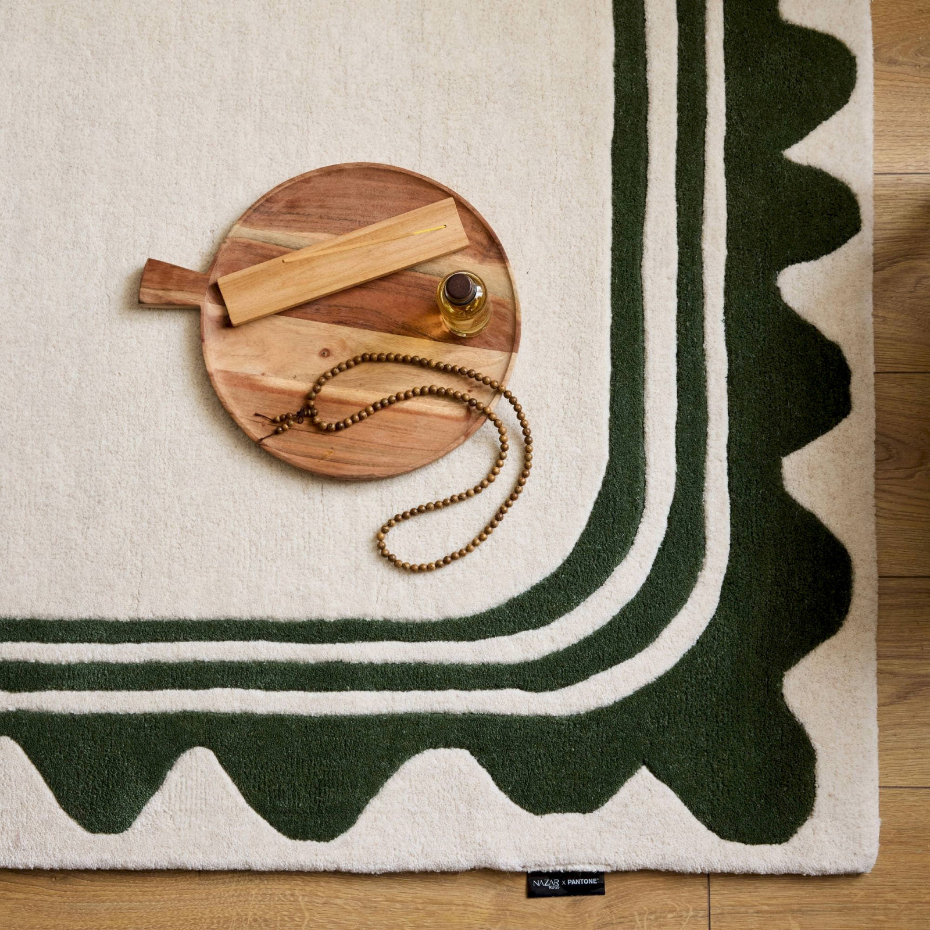 Tapis rectangulaire en laine et coton Cèdre