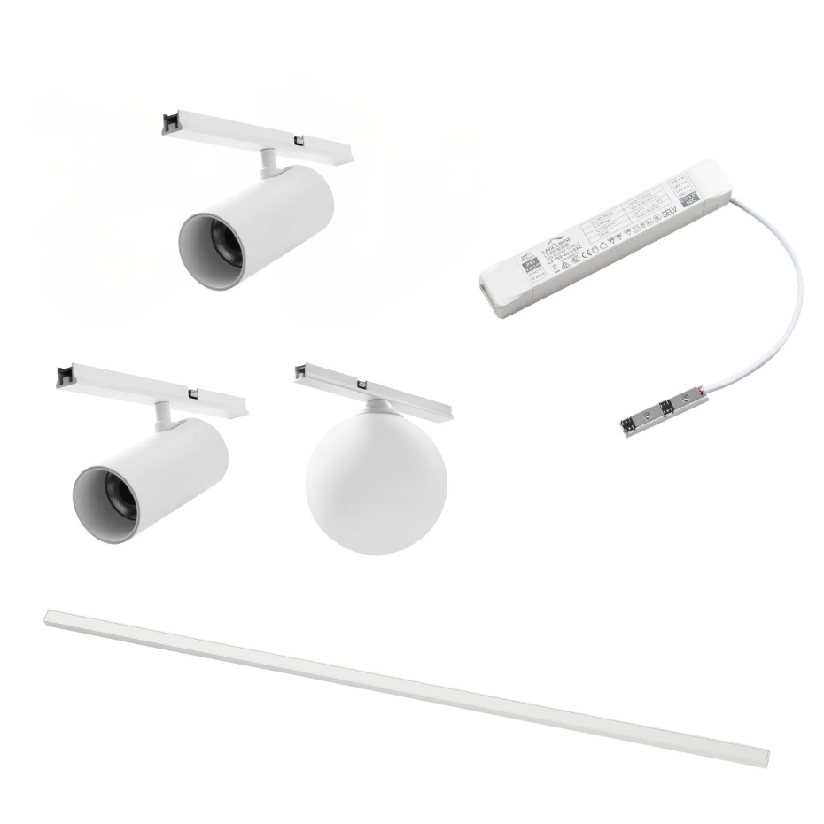 Kit rail LED 2 spots + 1 boule verre - LYNE