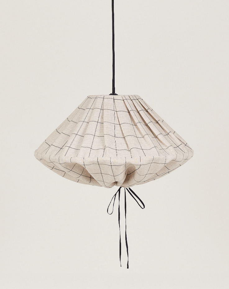 Abat-jour pour suspension en lin français diam. 50cm Yumi