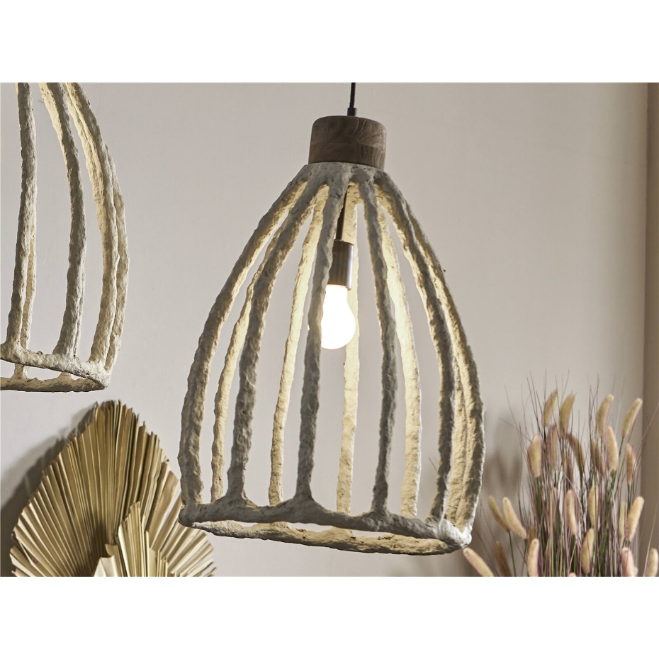 Lampe suspension en papier mâché et métal forme organique