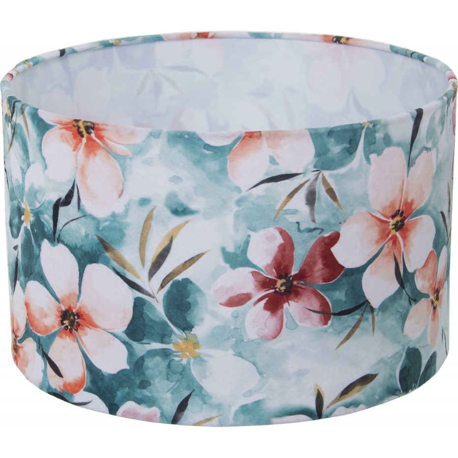 Abat-jour cylindrique en tissu à motif fleuri