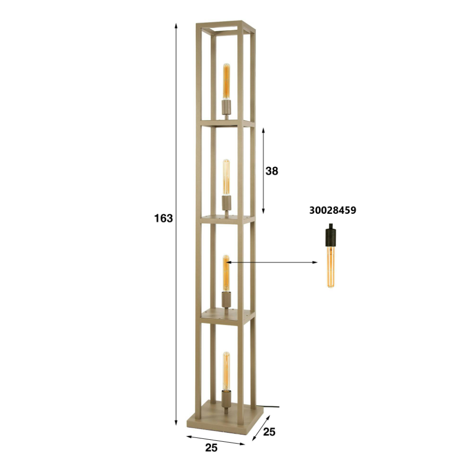 Lampadaire tour beige style moderne, 4 ampoules TRIBECA