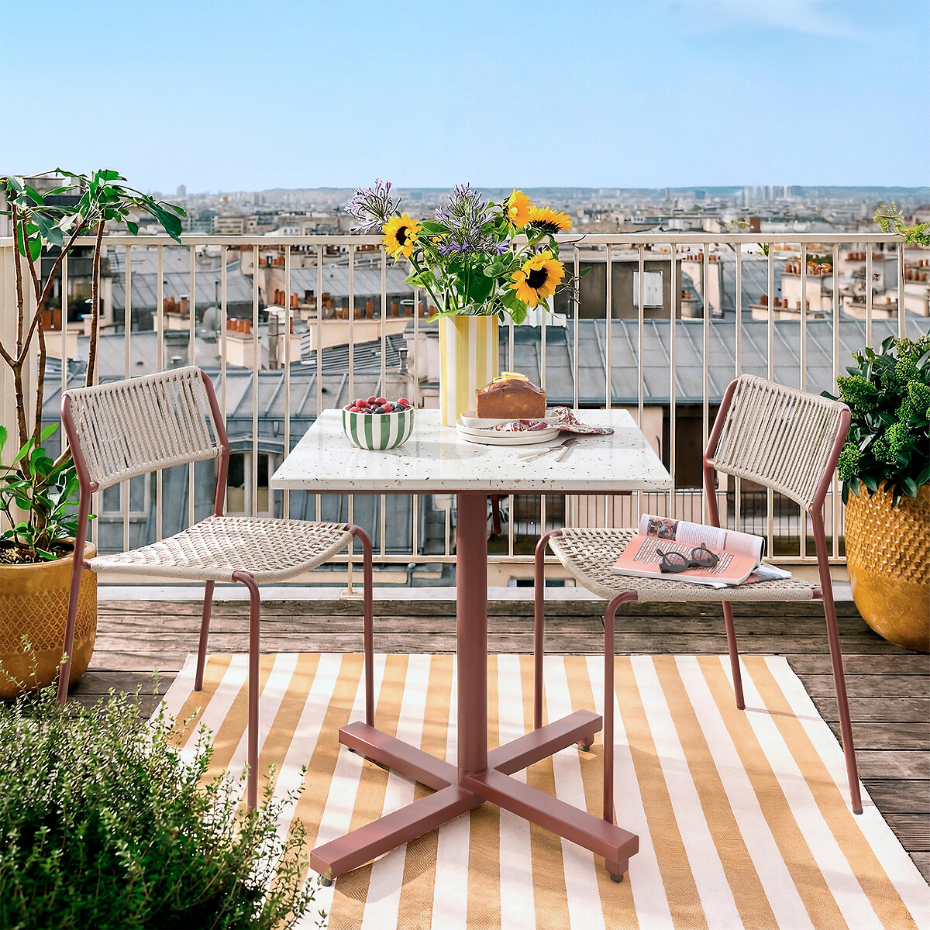 Table de jardin, plateau rabattable en terrazzo, OPALA