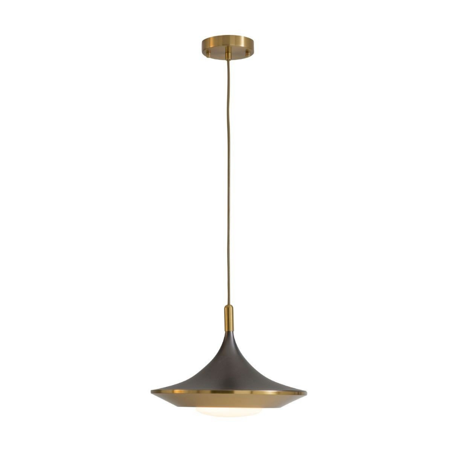 Lustre en métal noir et finition laiton doré H40-200 cm - ORION