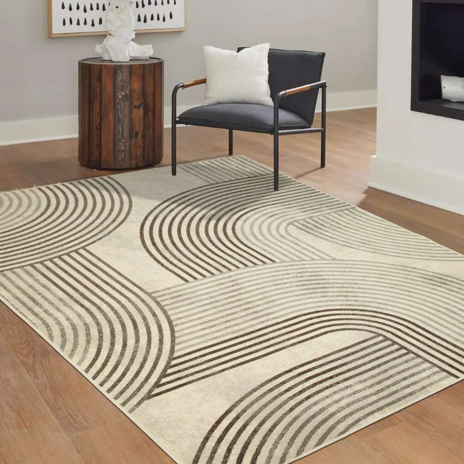 Tapis salon scandinave moderne géométrique HAPPY
