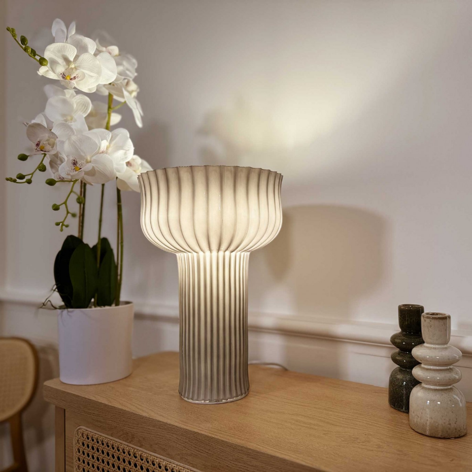 Lampe à poser en verre strié, NEMONE