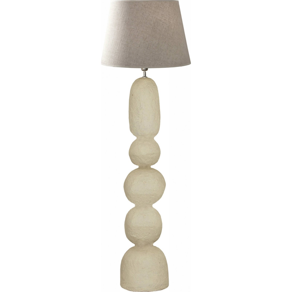Lampadaire en papier mâché et abat-jour textile organique