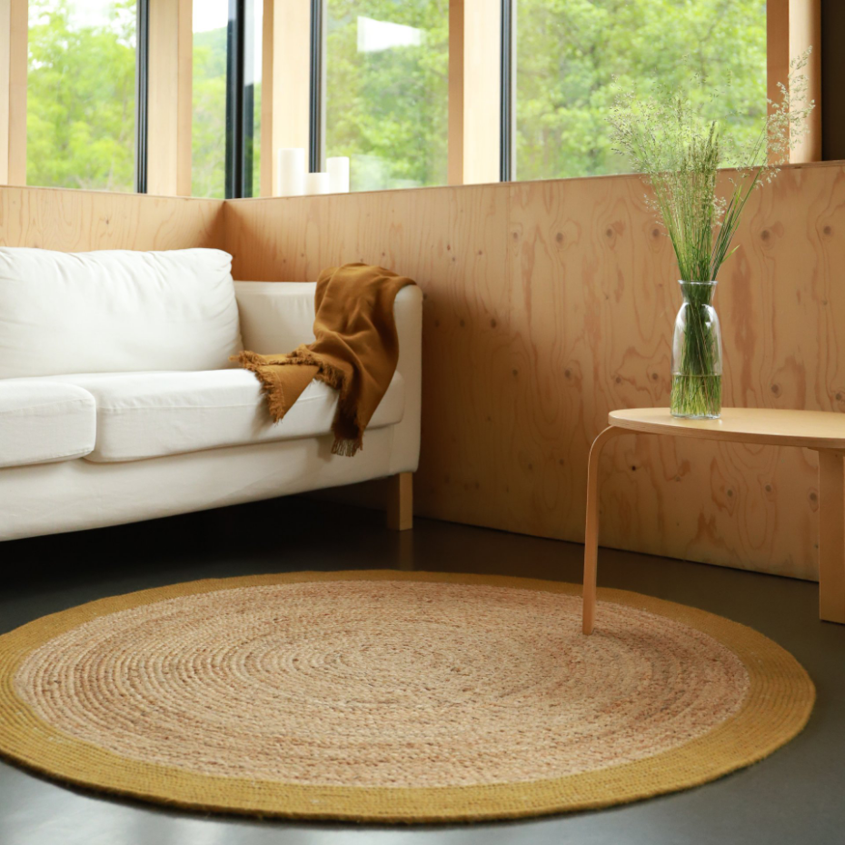 Tapis rond en jute et laine feutrée YHUKI
