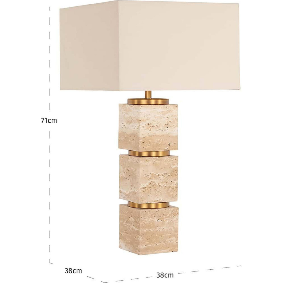 Lampe de table en pierre et fer rectangulaire