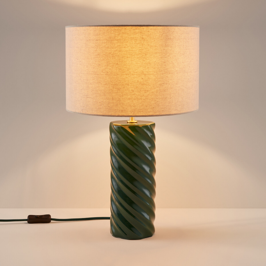 Lampe à poser céramique et lin, Dehen
