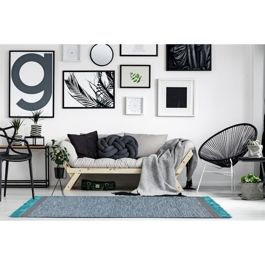 Tapis frangé rectangulaire en laine Nomad