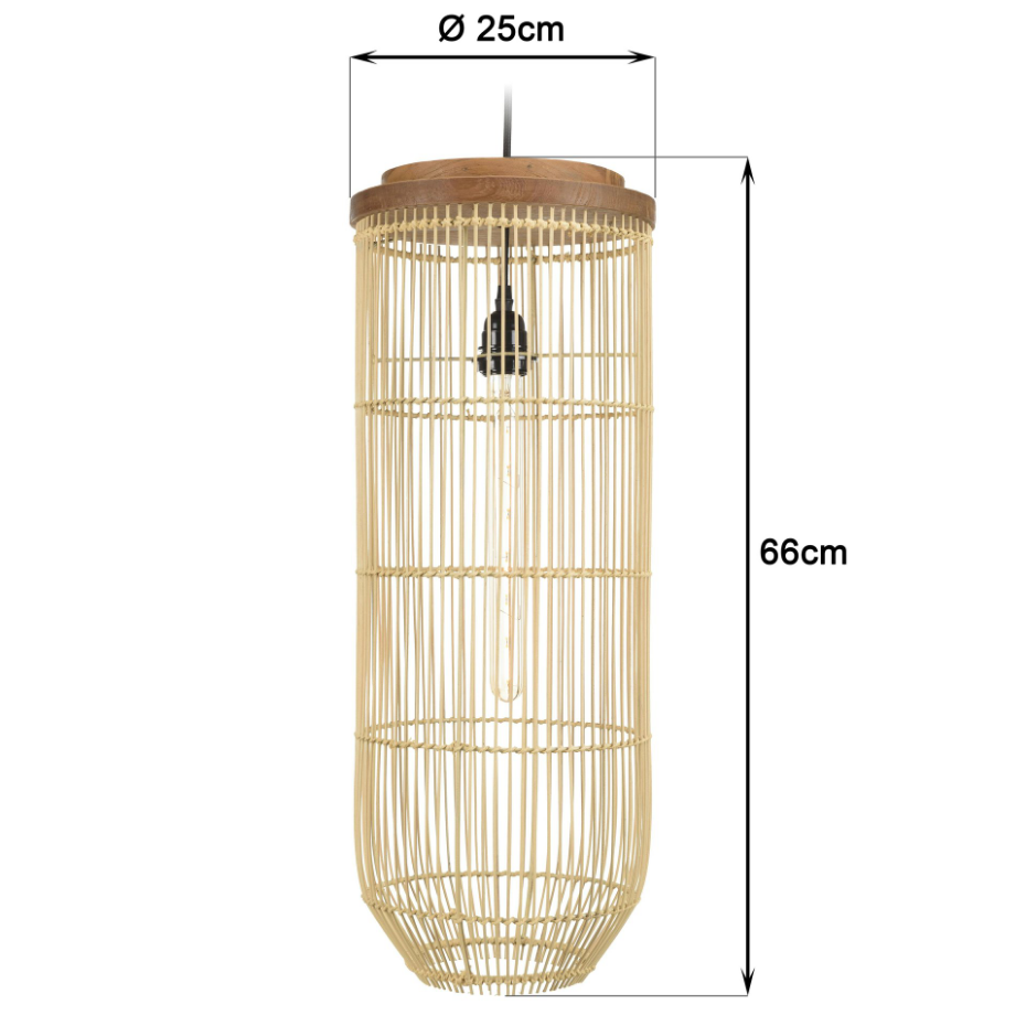 Suspension longue en rotin et teck FOLELLI