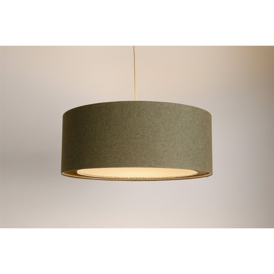 Suspension ronde en tissu et rotin Boho Elegant