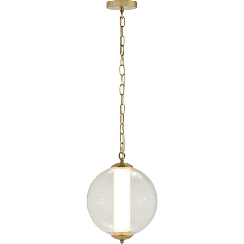 Suspension en métal et verre forme ronde albâtre