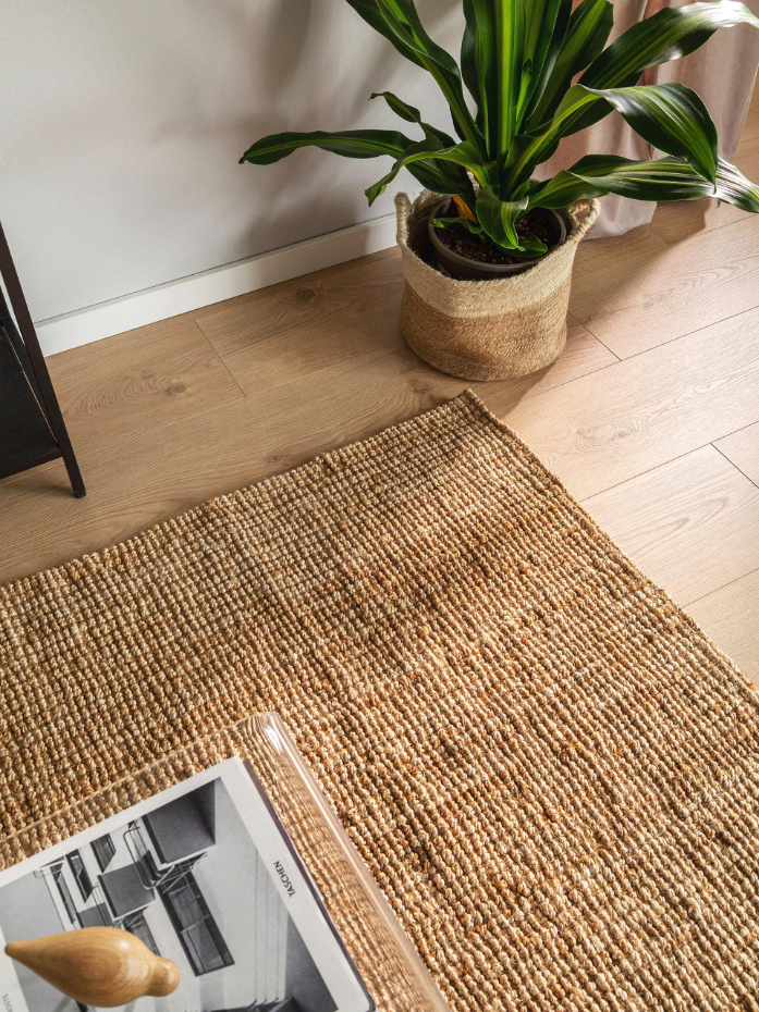 Tapis carré de jute tissé main SVEA