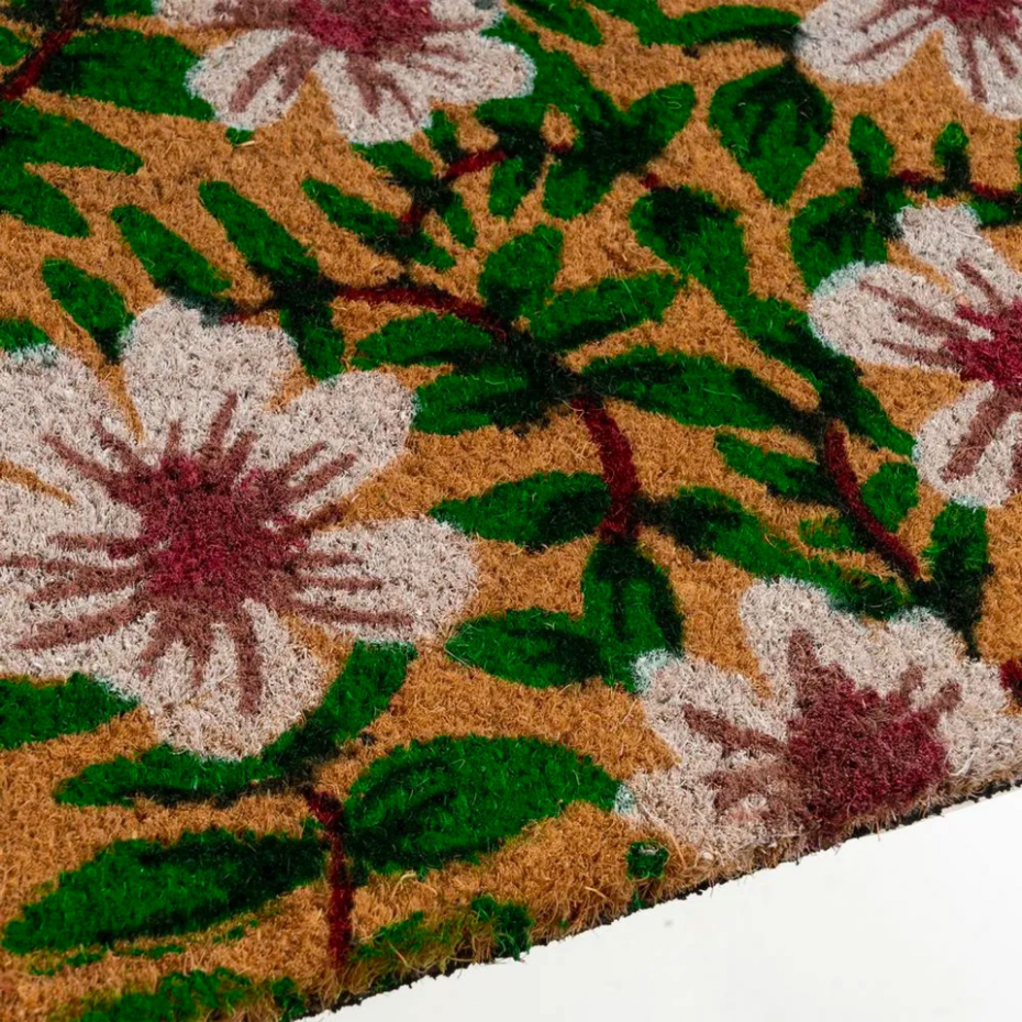 Paillasson coco fleuri 60x40x1.5cm
