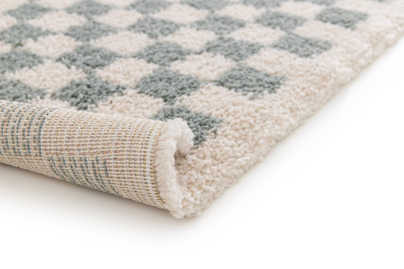 Tapis damier poils longs doux et volumineux CHECKERS