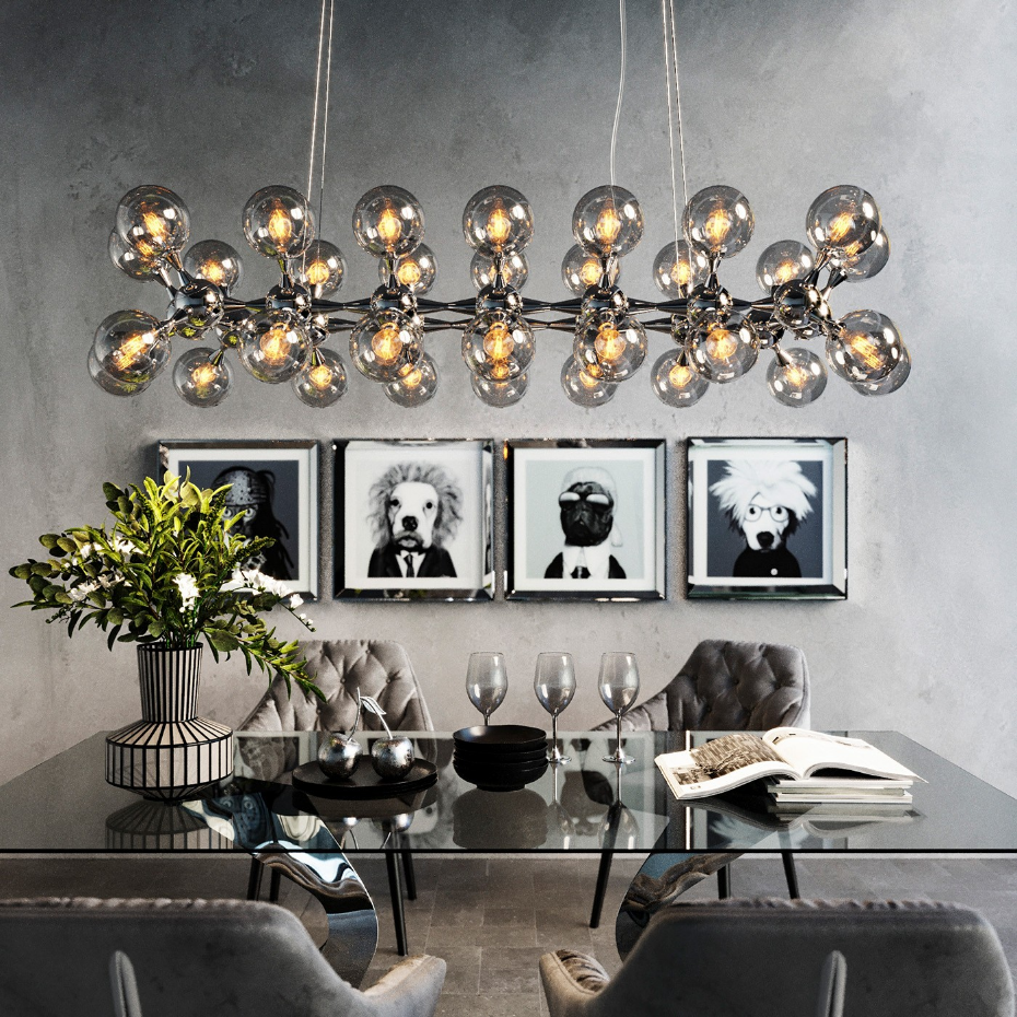 Suspension 28 abat-jours en verre, ATOMIC BALLS