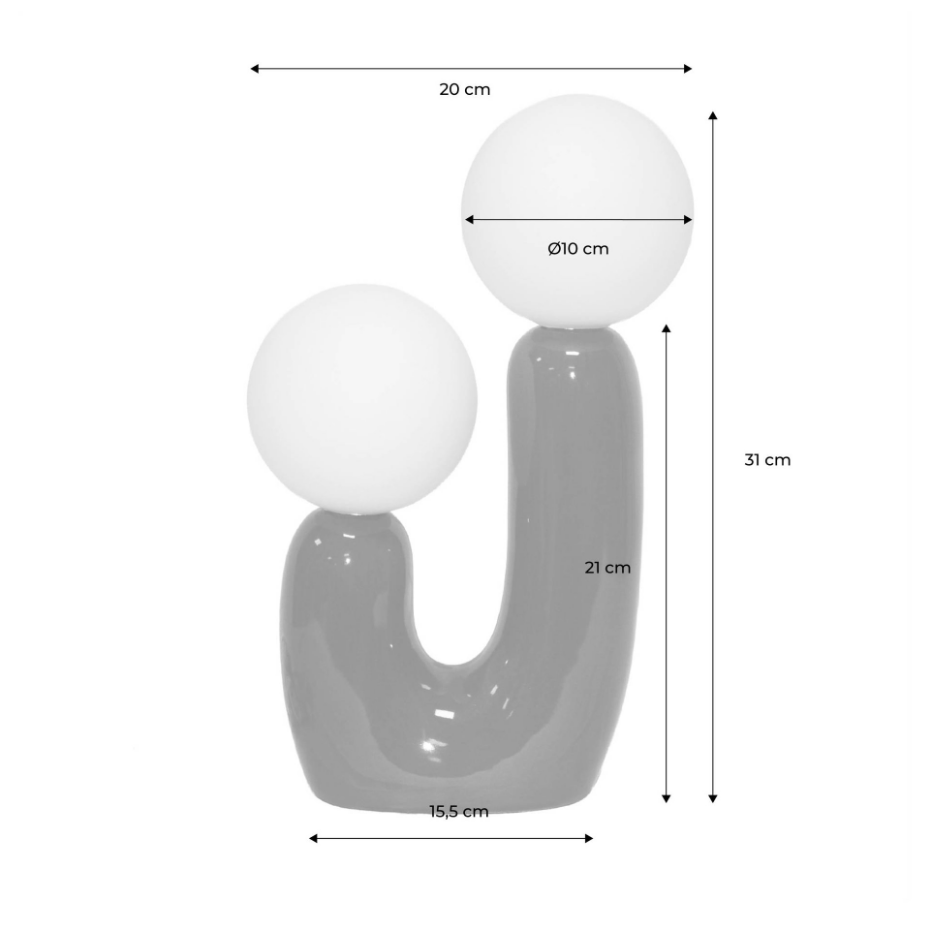 Lampe de table organique céramique et verre H 31cm DEVA