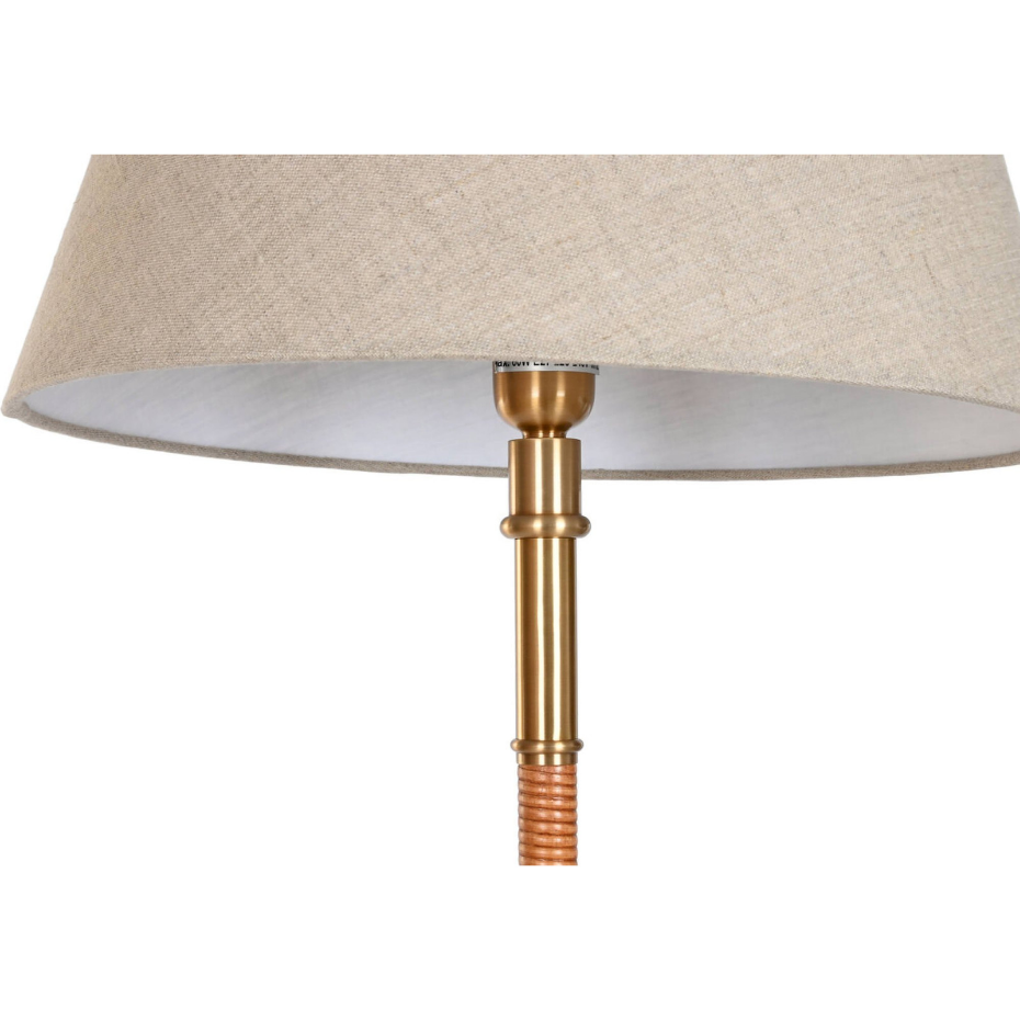 Lampadaire rond en laiton et rotin Item Home India Lamps 1c25
