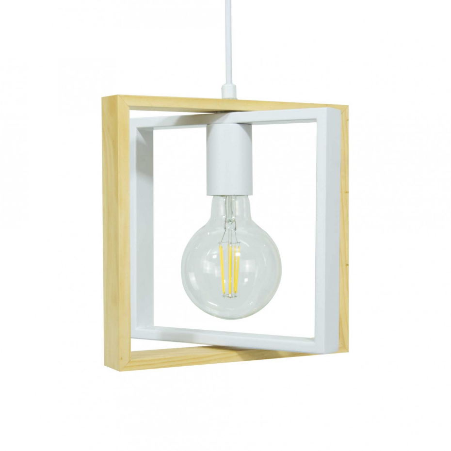 Suspension en bois d'hévéa et métal, WOOLI