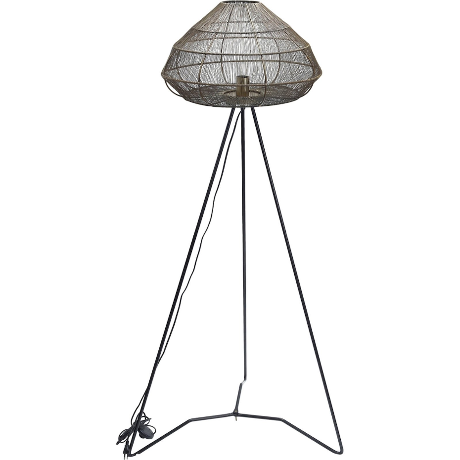 Lampadaire en métal effet rotin forme triangulaire
