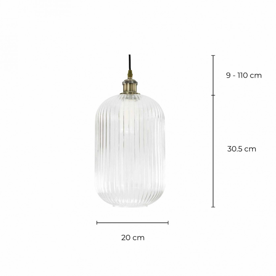 Suspension vintage en verre strié, CHAMBRET