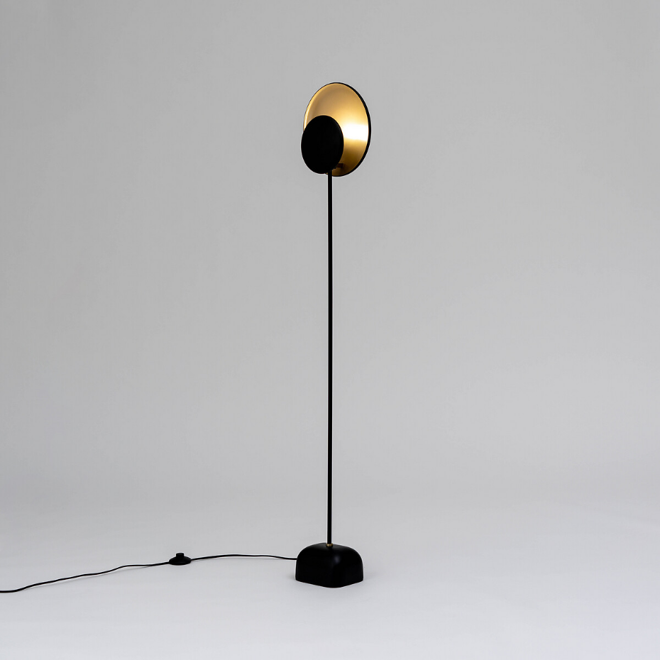 Lampadaire, réflecteurs noir et moka, Naton