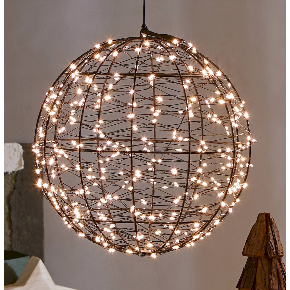 Suspension boule ronde en métal à LED effet scintillant