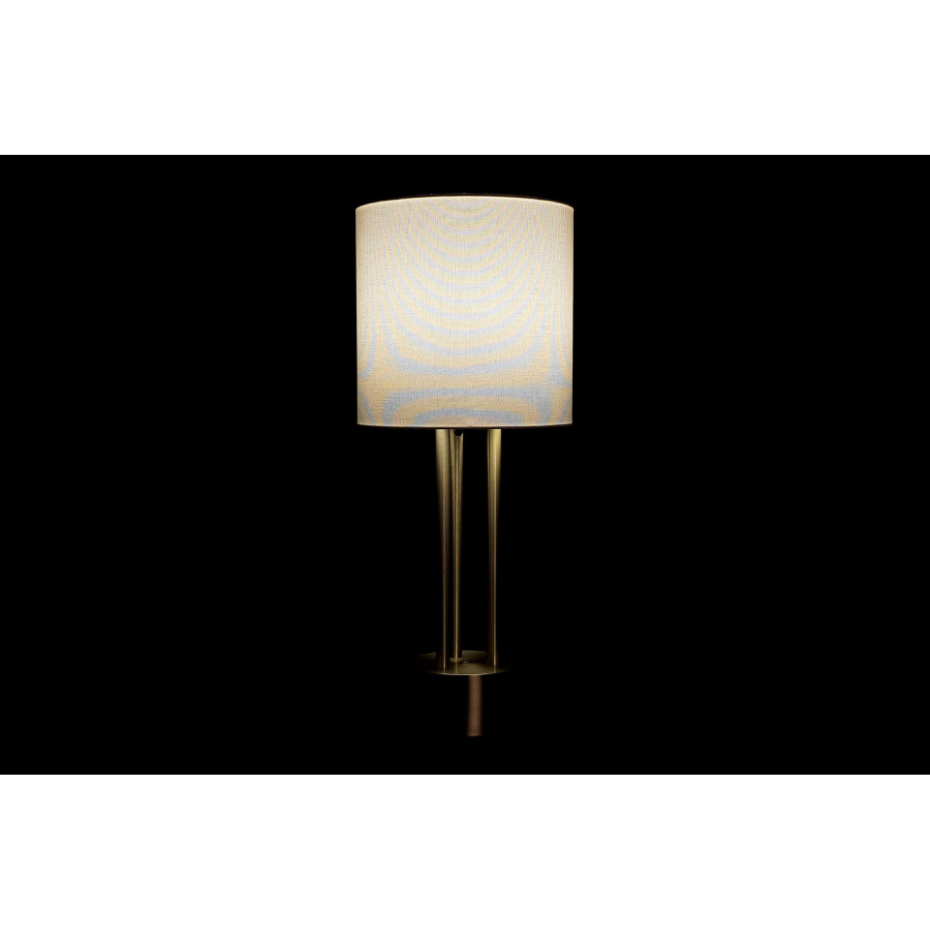 Lampe à Poser Rétro en Métal Doré et Abat-jour Blanc en Lin - H67cm