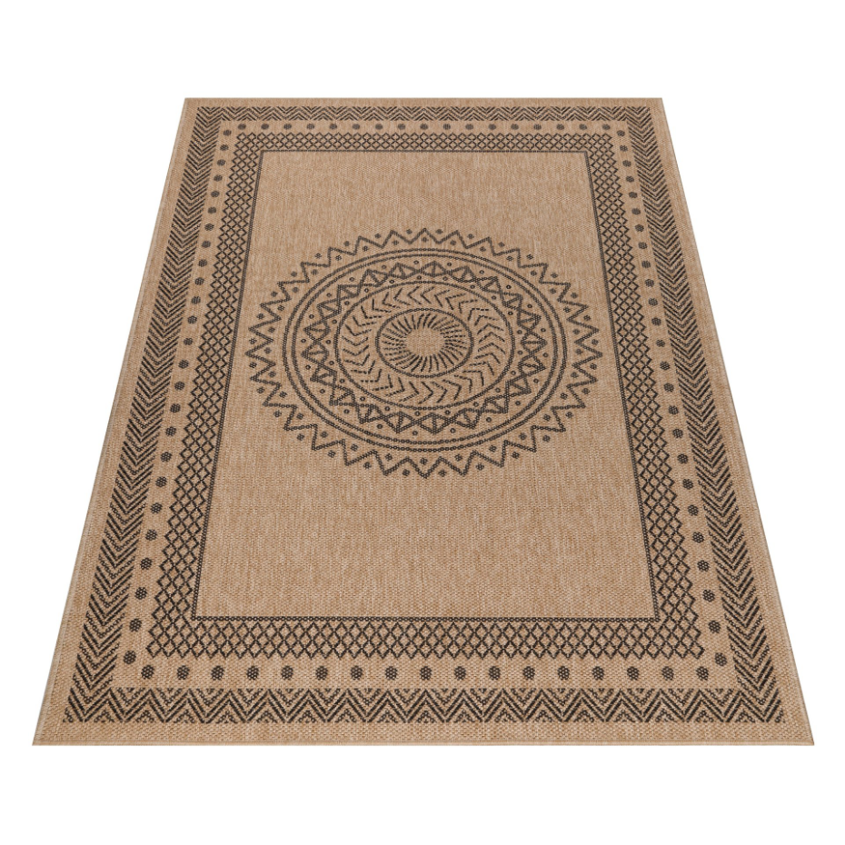 Tapis intérieur extérieur aspect jute à motif mandala DHAKA