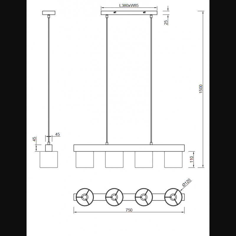 Suspension en bois classique, D.12 , CAMERON