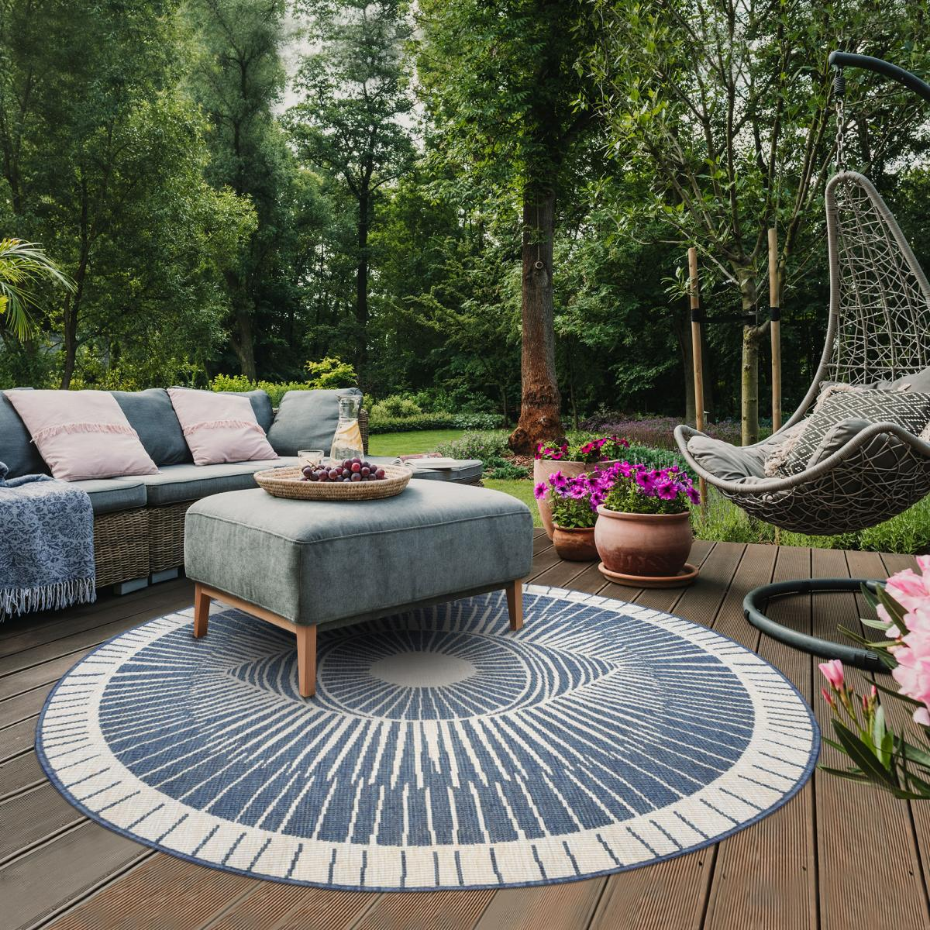 Tapis rond d'extérieur, kilim reversible LYN2 B ROND REVERSIBLE