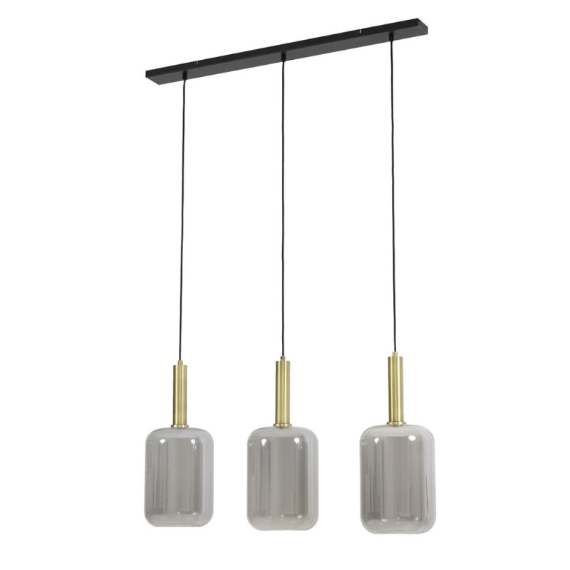 Suspension 3 Lampes Lekar En Verre chromé