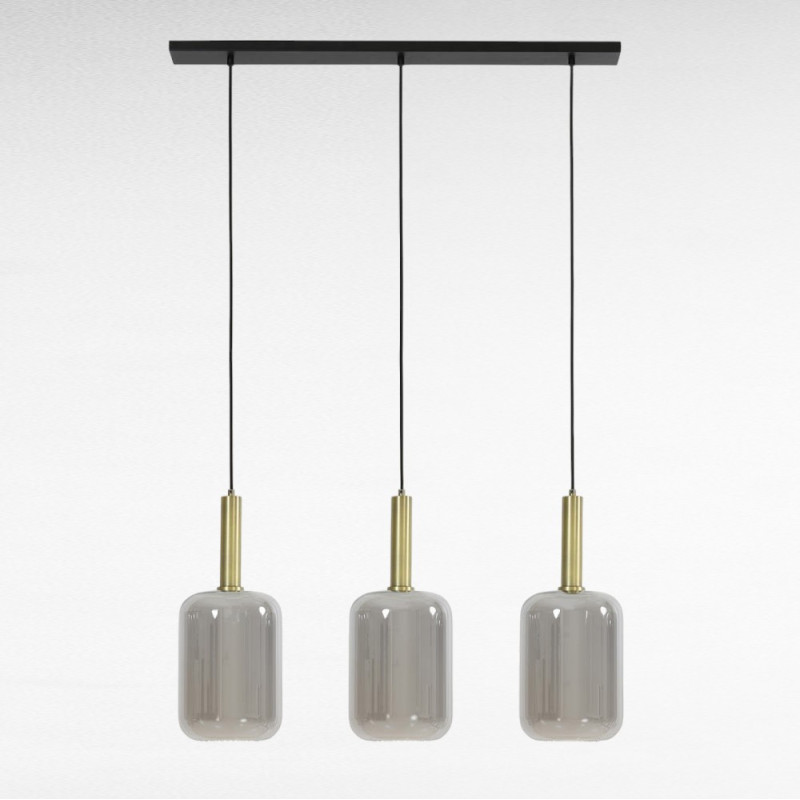 Suspension 3 Lampes Lekar En Verre chromé