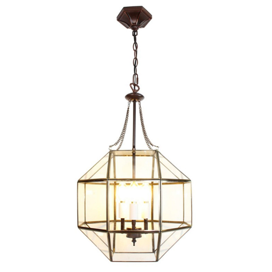 Suspension classique en verre et métal doré 30x30x170cm