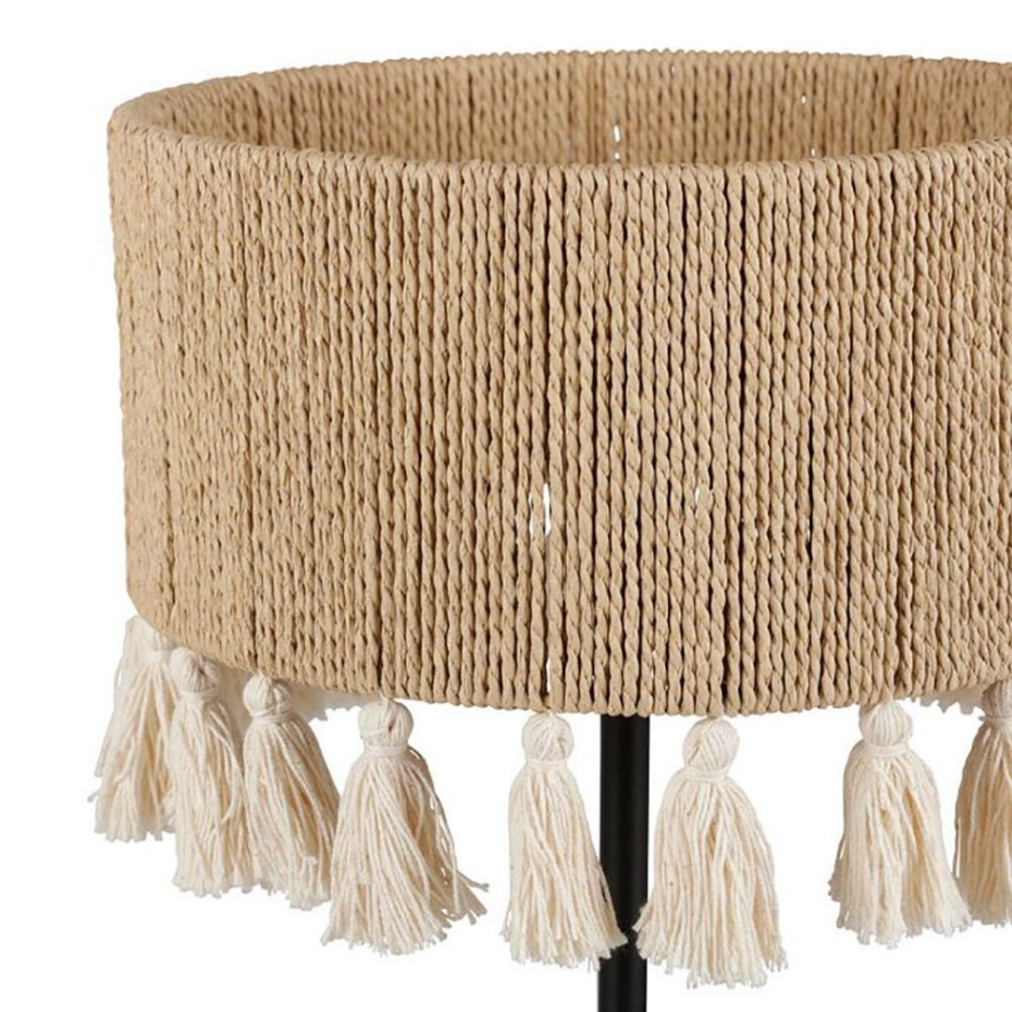 Lampe Métal Coton Charlotte Noire Beige