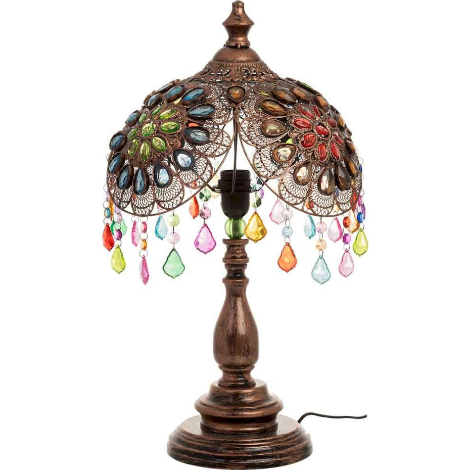 Lampe de table en métal et perles de verre format organique