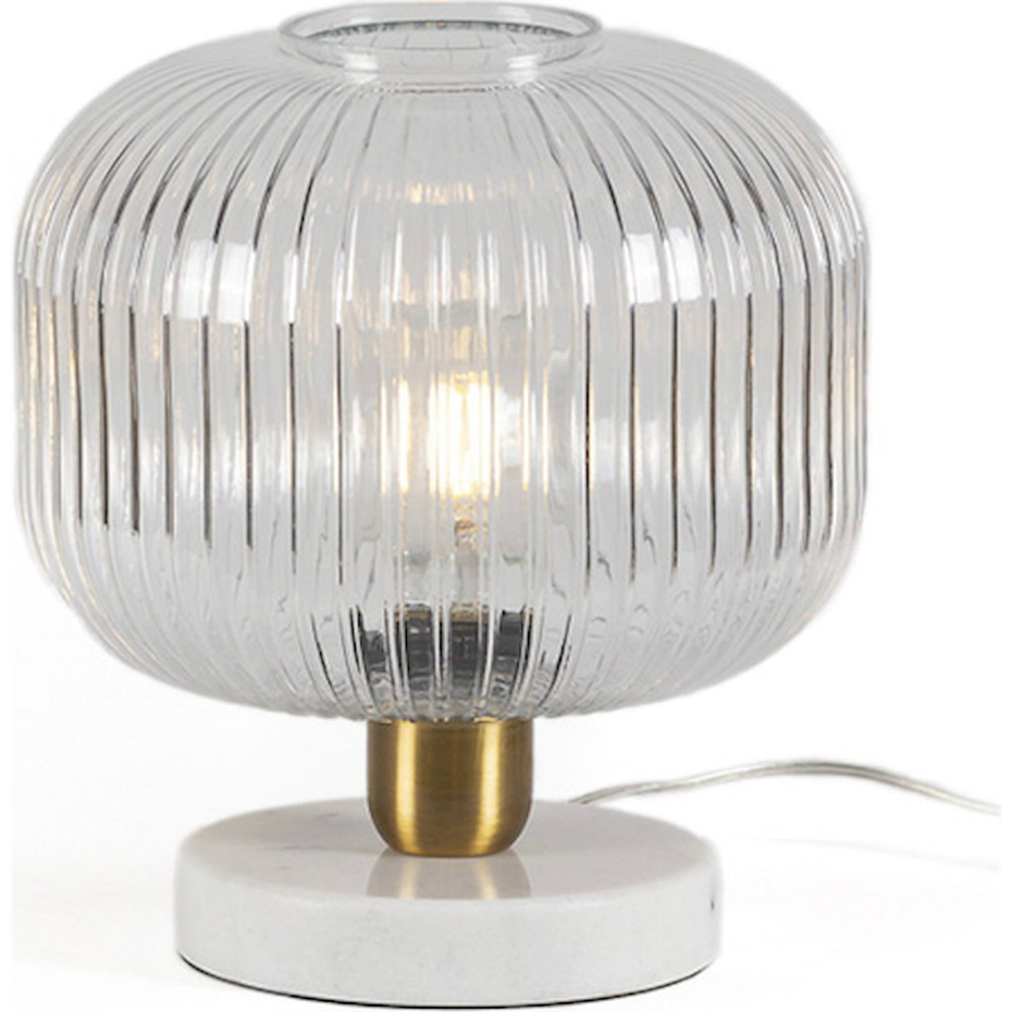 Lampe de table en verre et marbre rond