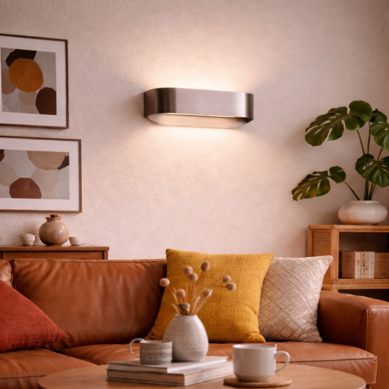 Applique led 14W haut et bas nickel mat Nora