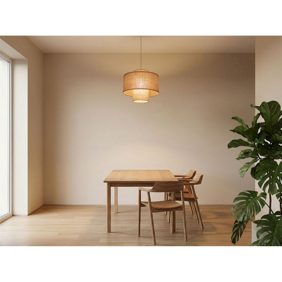 Suspension ronde en jute et lin Twin Light